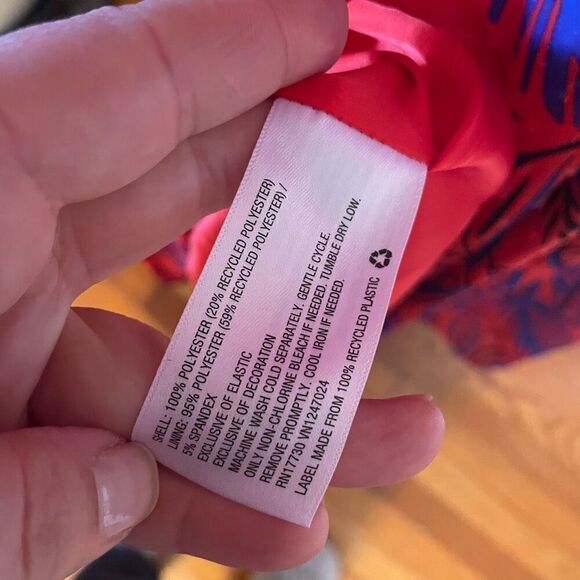 ALEXIS for TARGET | red & blue lightweight v neck maxi tropical leaf tie summer - Picture 14 of 15